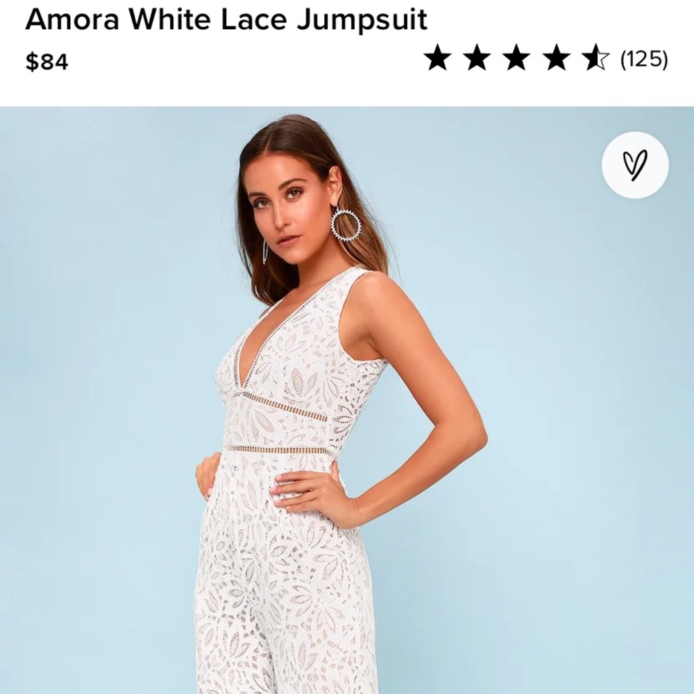 NWT Lulus white lace jumpsuit.